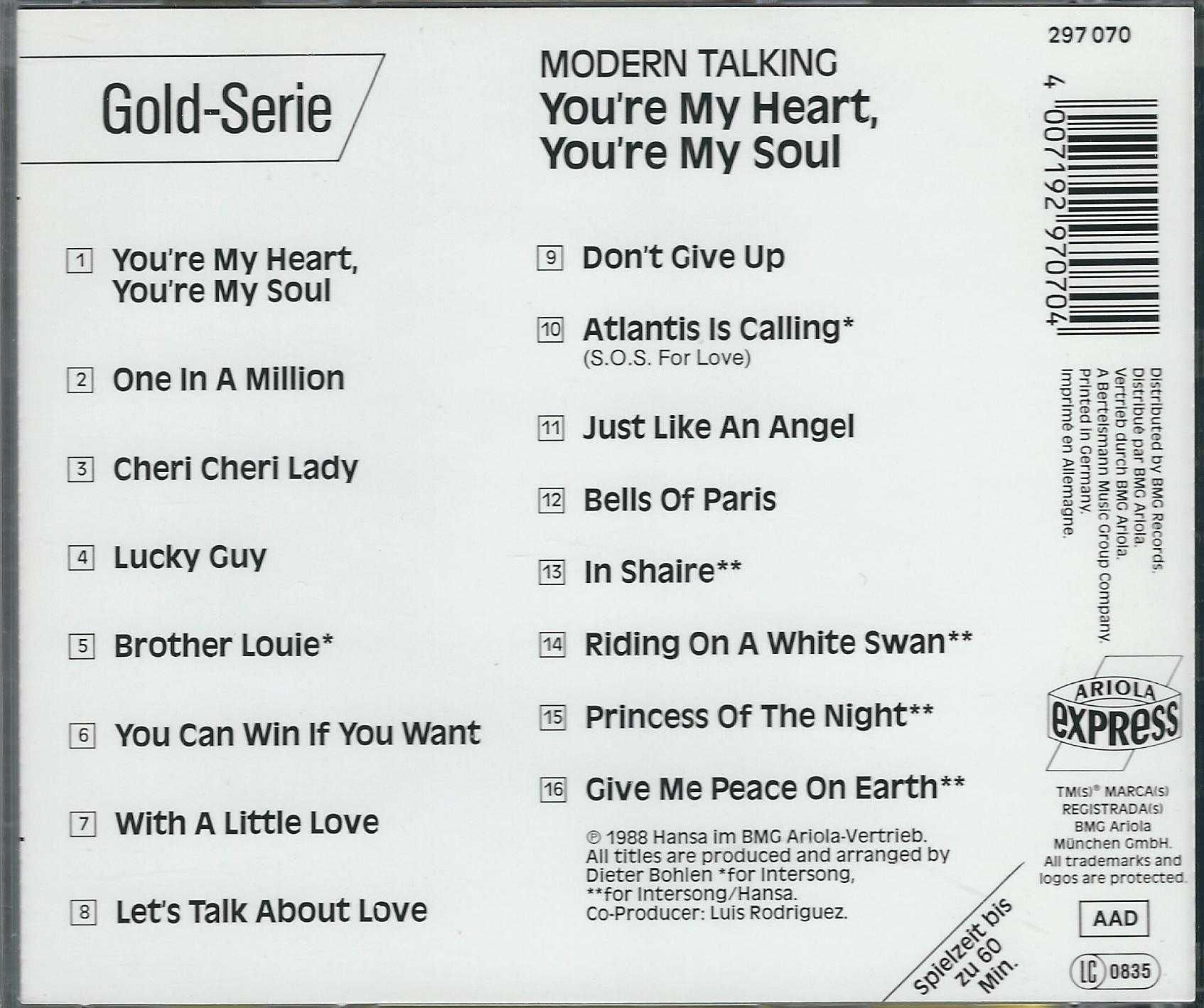 CD Modern Talking - You're My Heart, You're My Soul  (1992)