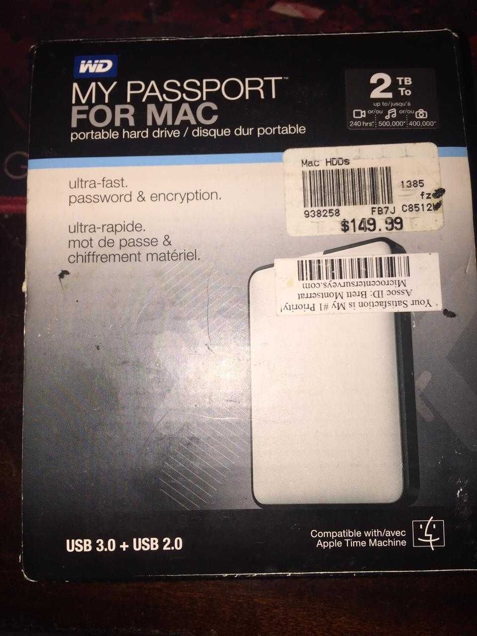 Зовнішній Жорсткий ДИСК 2.5" 2TB MY PASSPORT FOR MAC WD