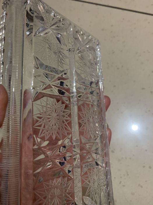 2szt Kryształowy mały prostokątny półmisek talerz