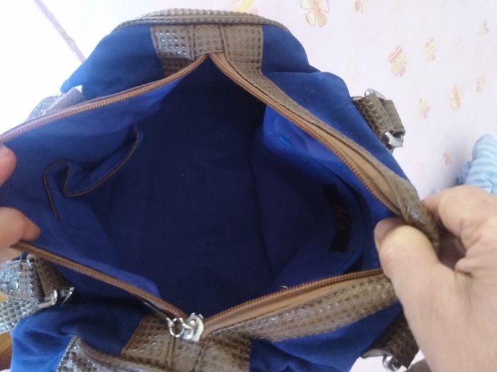 Careira em tecido aveludado, azul