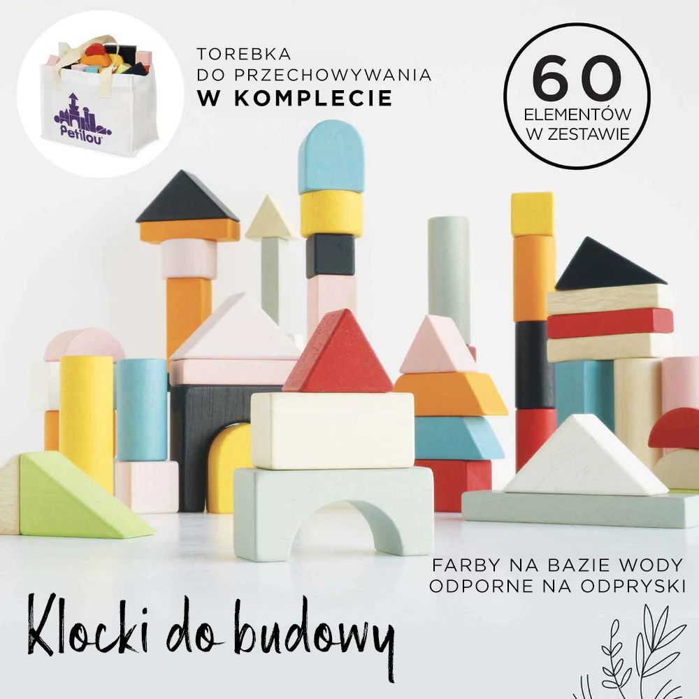 Klocki drewniane w siatce - 60 sztuk , Le Toy Van PL135