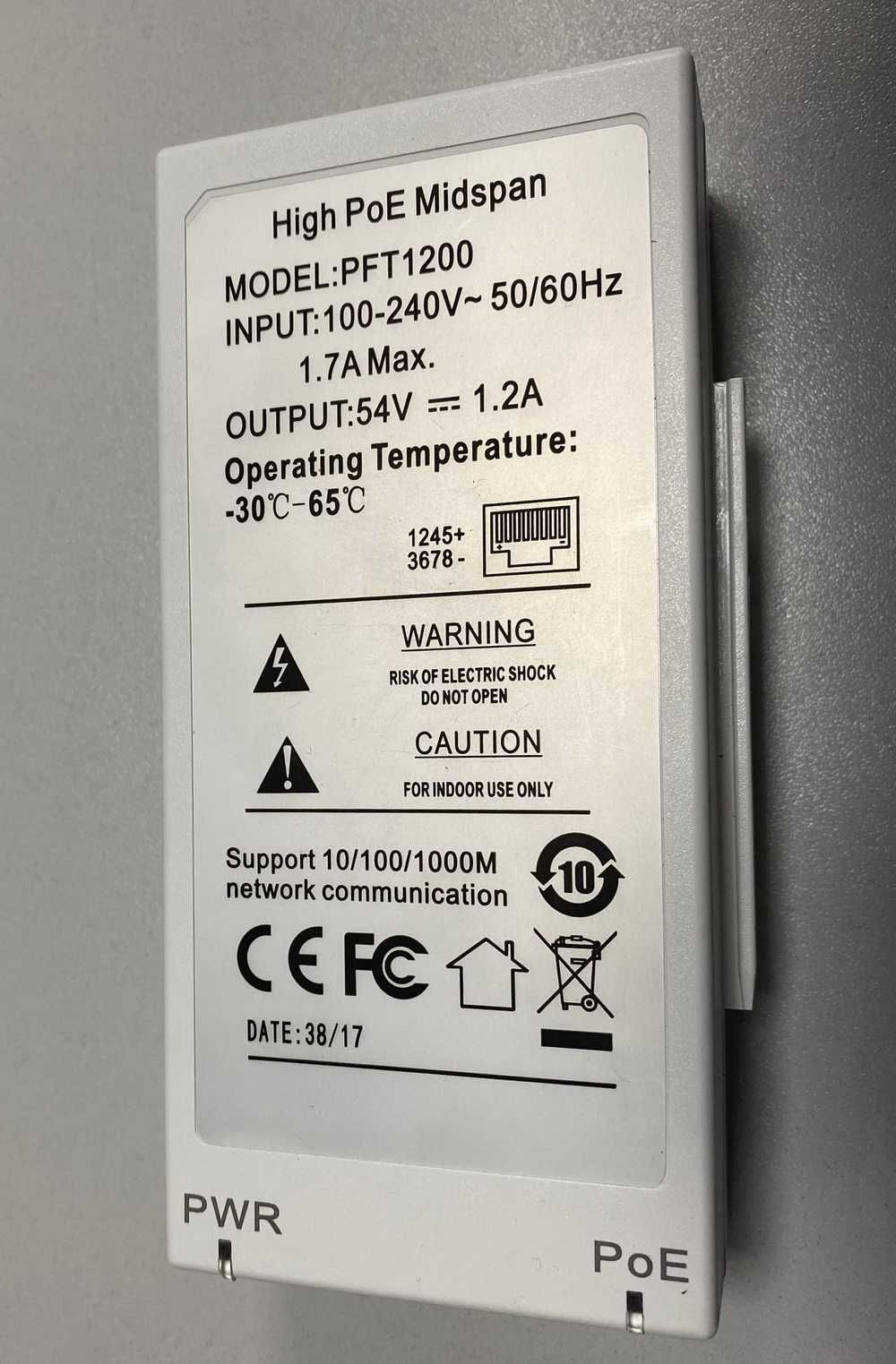 Инжектор High PoE Midspan Dahua PFT1200