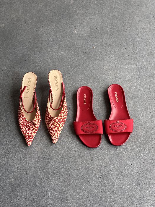 Туфлі мюлі Prada х2 черовні шкіряні 38 та 39 розмір