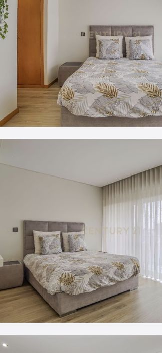 Cama casal com cabeceira aveludada