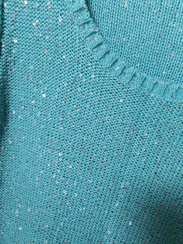 Turkusowy sweter Bodyflirt Bonprix 40 42 L xl cekiny