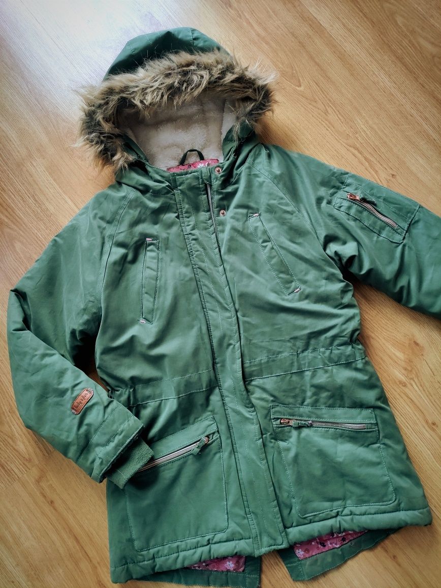 Dziewczęca kurtka parka zimowa Smyk 140-146cm // khaki zielona