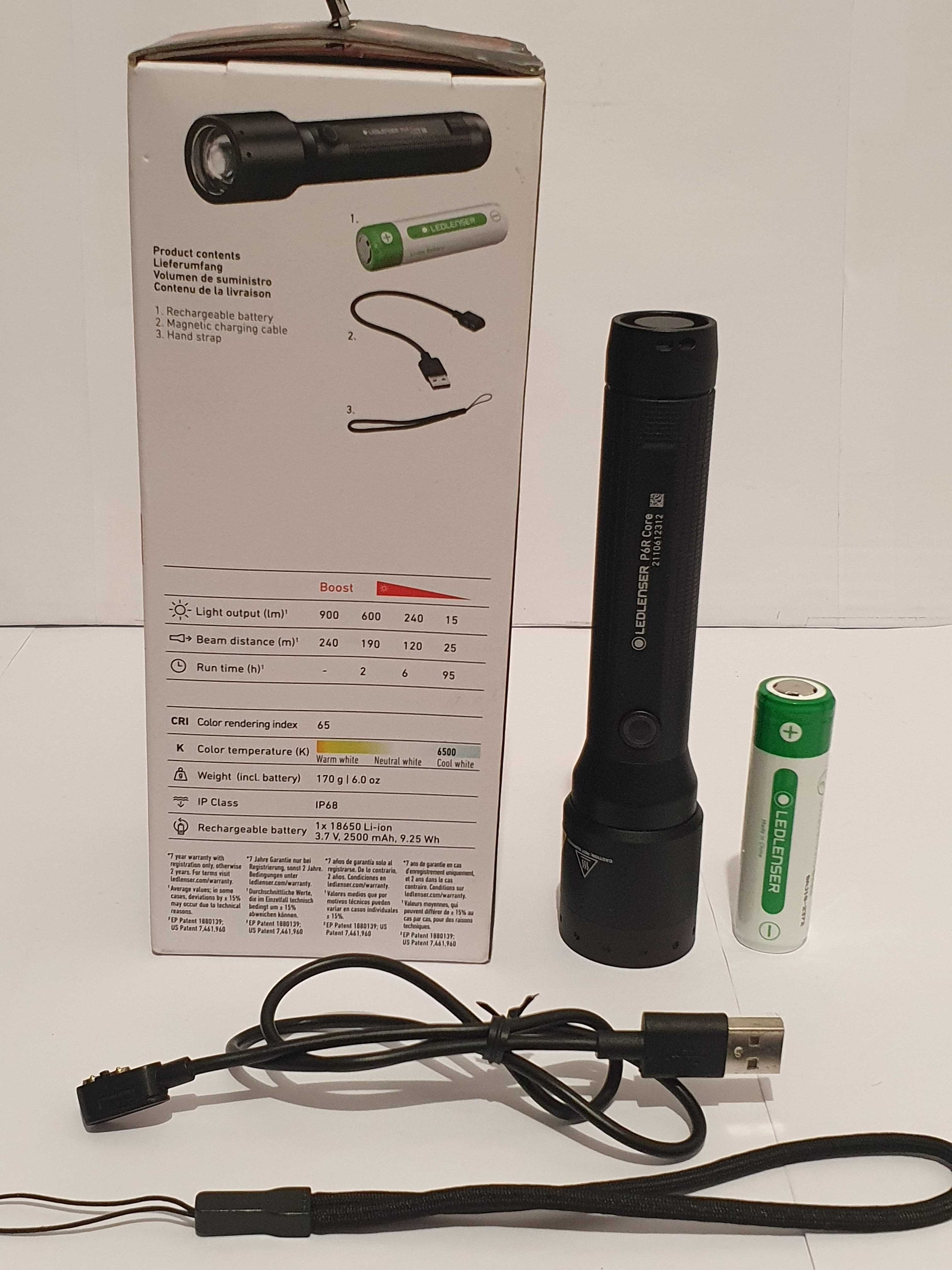 Wodoszczelna latarka LEDLENSER P6R CORE 900lm-240m akumulatorowa 3,6v