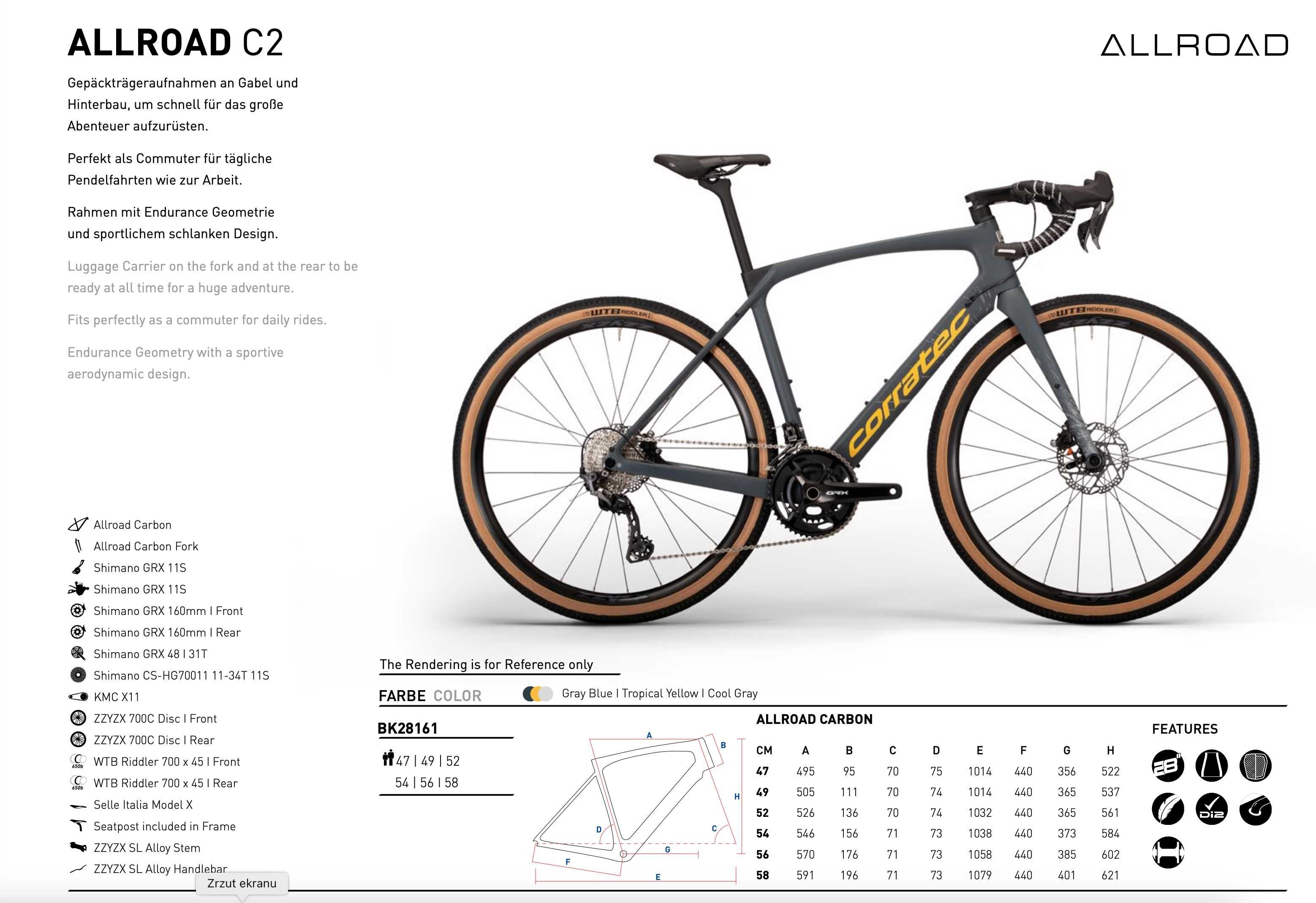 Gravel Corratec C2 2023 Full Carbon + Wahoo Roam zestaw