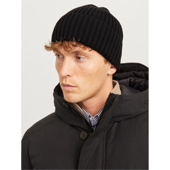 Jack & Jones Cotton Beanie оригінал нова чоловіча шапка чорна тепла