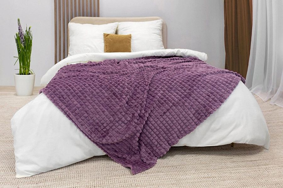 Koc 200x220 Mikrofibra Tłoczona Puszysty Pled na Łóżko Larysa 05