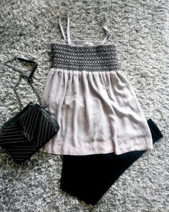 Szara srebrna bluzka Vintage rozmiar S Boho