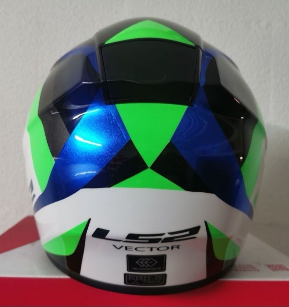 Capacete LS2 FF397 Vector White / Green Gloss ( M )( NOVO )