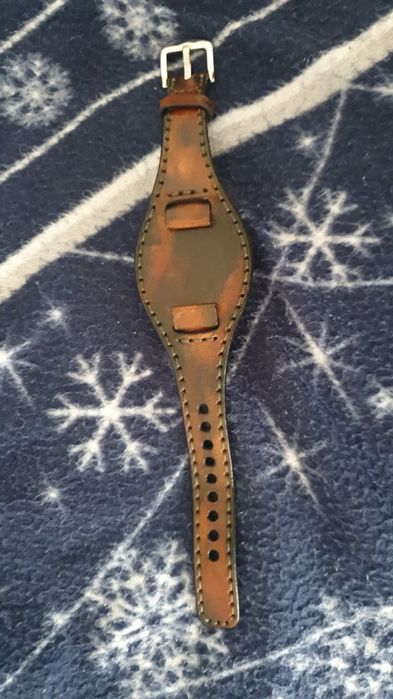 Pasek do zegarka z podkładką jednoczęściowy .18mm skóra naturalna