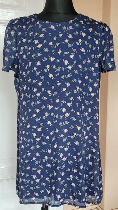 Sukienka granatowa we wzór kwiatowy, rozm.L/XL