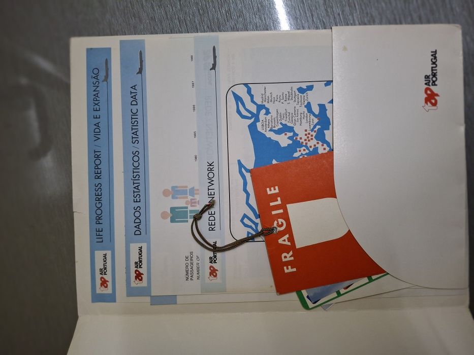 Pasta antiga promocional tap Portugal vintage com documentação