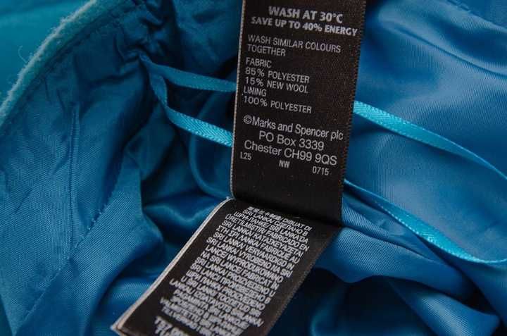 M&S niebieska mini spódnica z domieszką dziewiczej wełny r.L