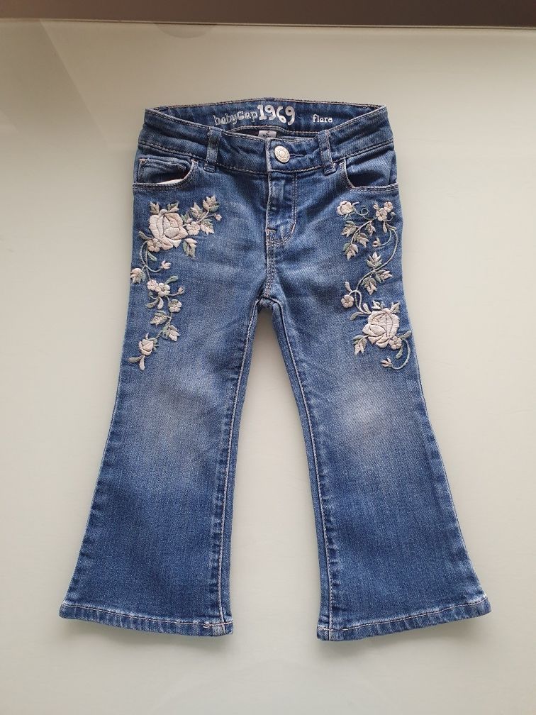 Gap flare super jeansy dziewczęce dzwony spodnie w kwiaty 92 cm!
