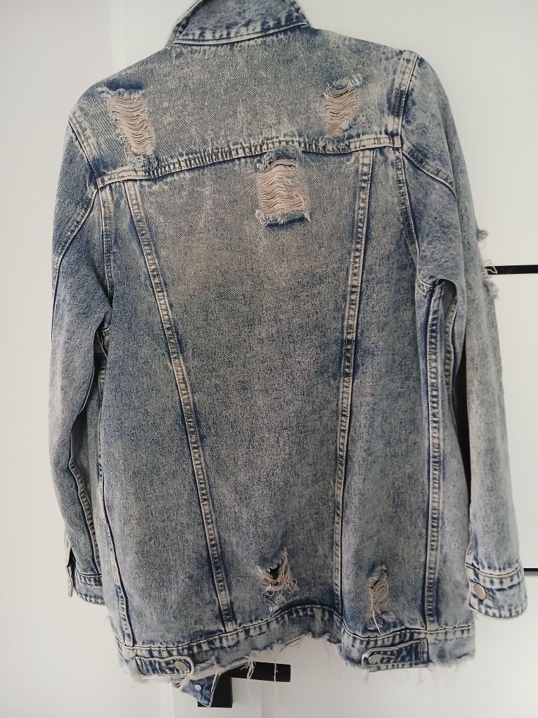Katana jeans damska z przetarciami długa