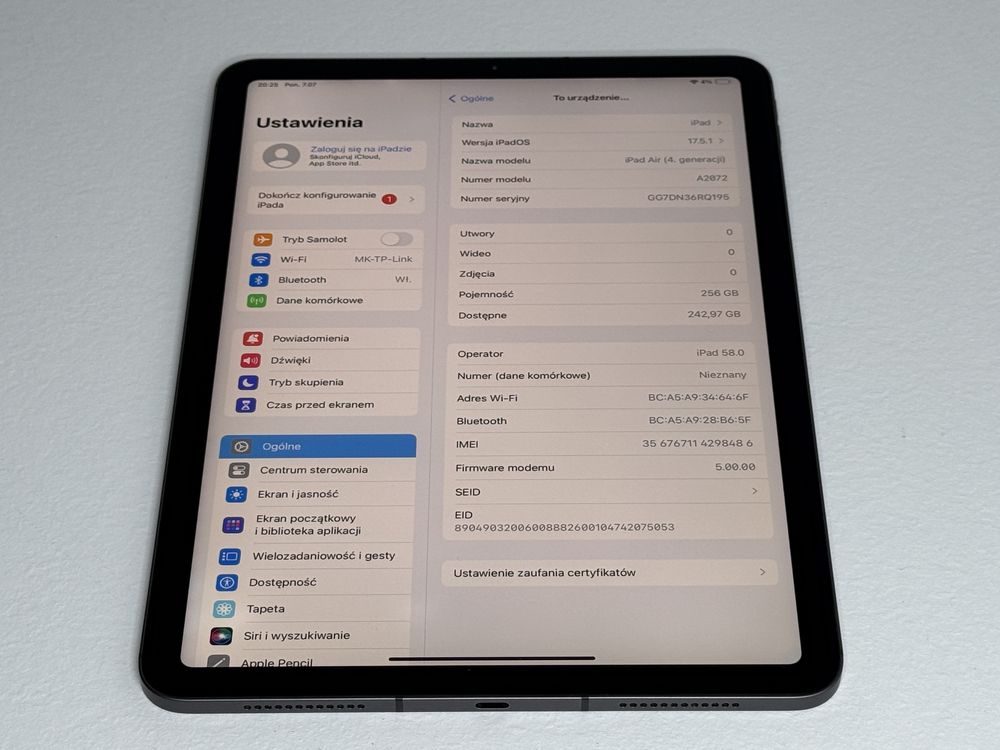 iPad Air 4 (A2072) - 256GB - Cellular (LTE) - faktura VAT 23%