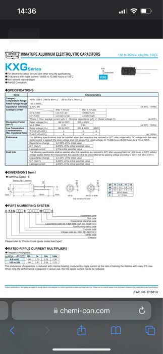 Конденсатор електролітичний nippon chemi-con kxg 400v  150uf японські