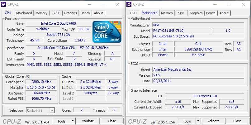 Комплект 2 -ядра  Intel® Core™2 Duo E7400 /MSI P41T-C31( DDR2)