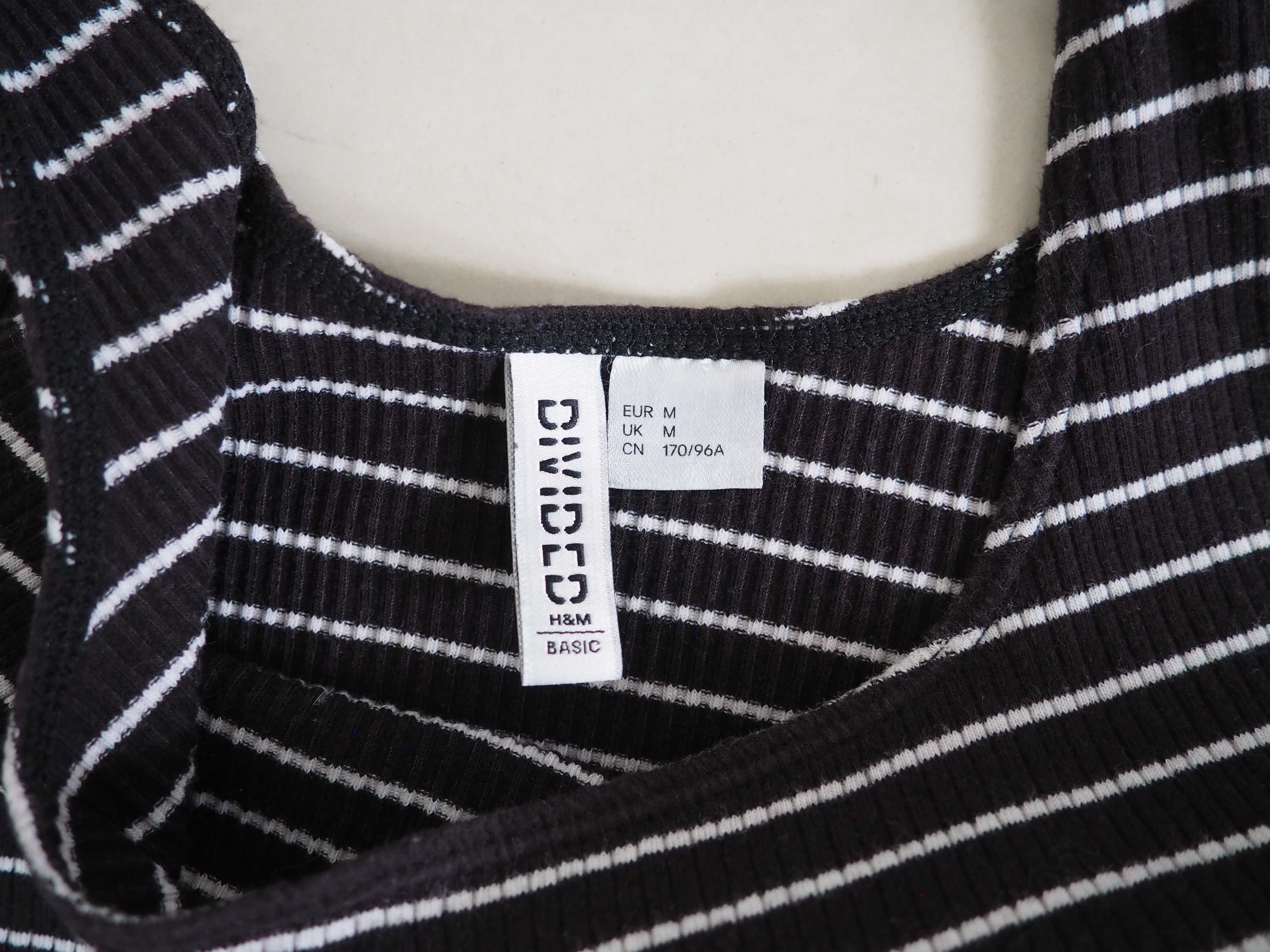 H&M sukienka czarna w białe paski letnia R. 38 (M)