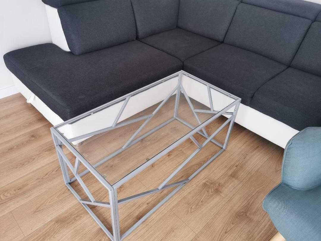 Beliani konsola szklana srebrna ORLAND + możliwość stolika kawowego