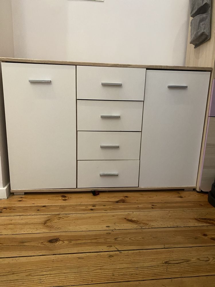 Komoda 120x35x70 z półkami i wysuwanymi szufladami