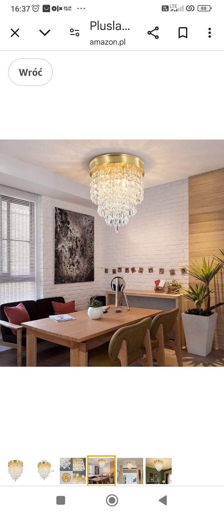 Żyrandol kryształowy Pluslamp, kryształowe oświetlenie sufitowe, mini