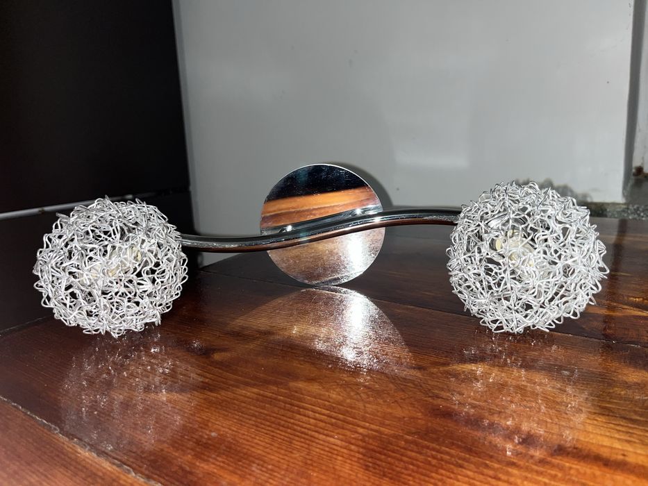 Lampa sufitowa, ścienna z drucianymi kloszami, 2 żarówki Led
