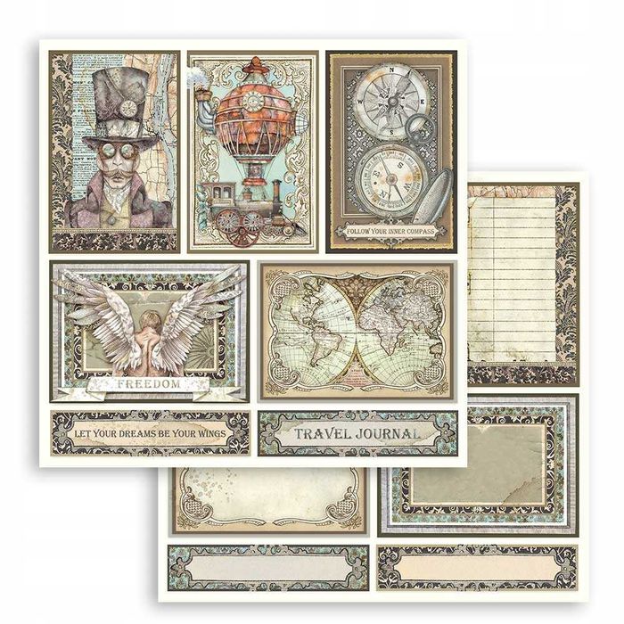 Papiery do scrapbookingu DIY Sir Vagabond, 30,5x30,5cm 10 ARKUSZY s855