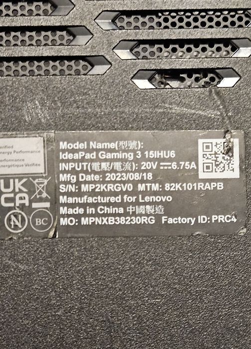 Laptop Lenovo Ideapad gaming 3