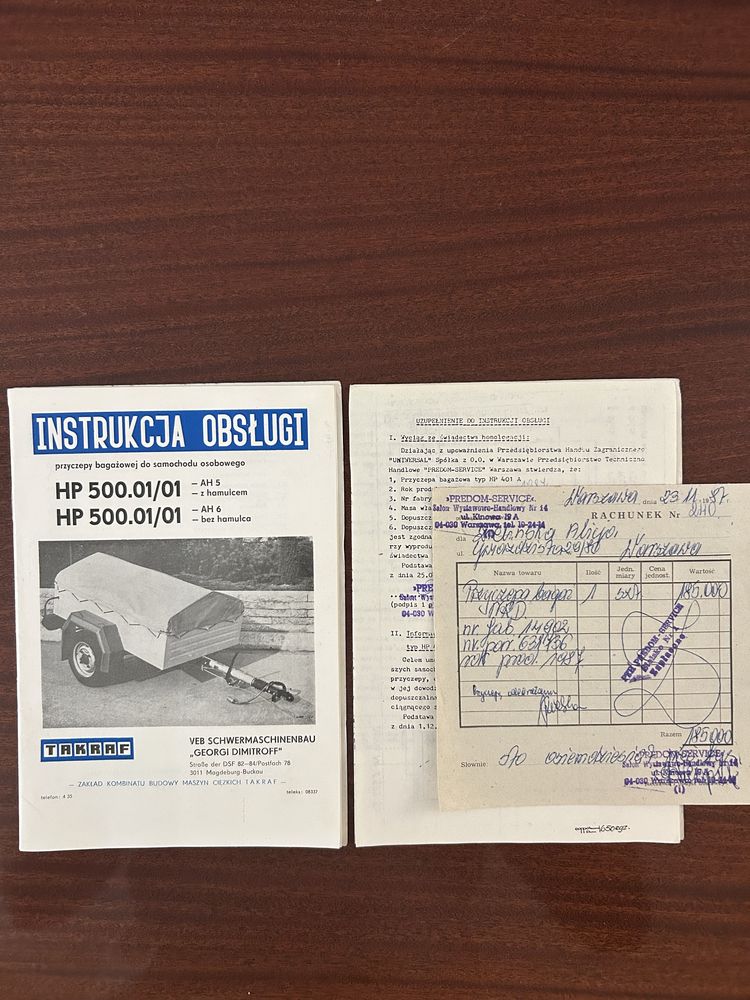 Przyczepa DDR typ HP500 zarejestrowana
