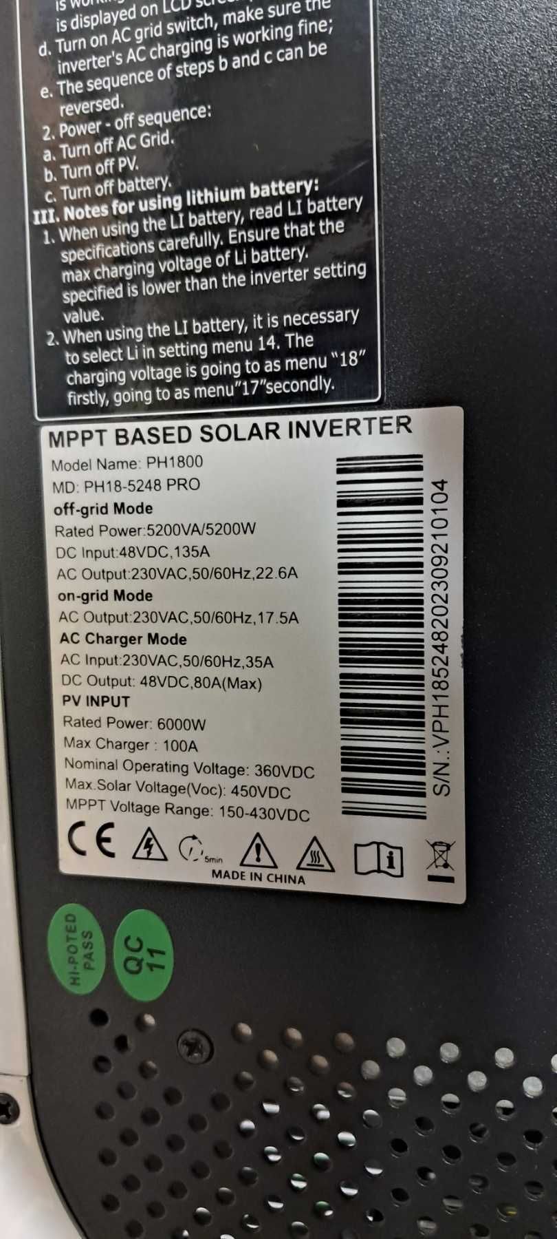 Must PH5248  5200W + MPPT 6000W 100A + параллельная плата