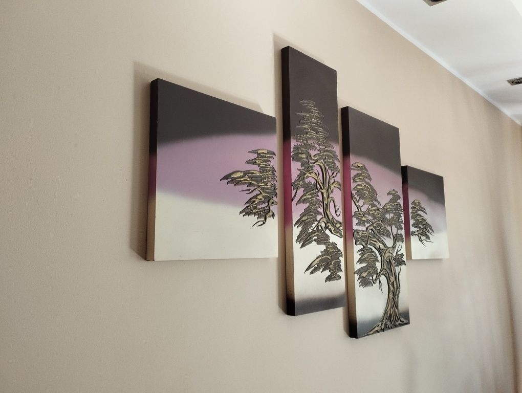 Obraz, obraz 4 elementowy,4 częściowy,drzewko bonsai