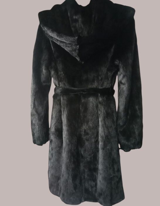 Дл 100см. Норковая шуба с капюшоном. Натуральная шуба