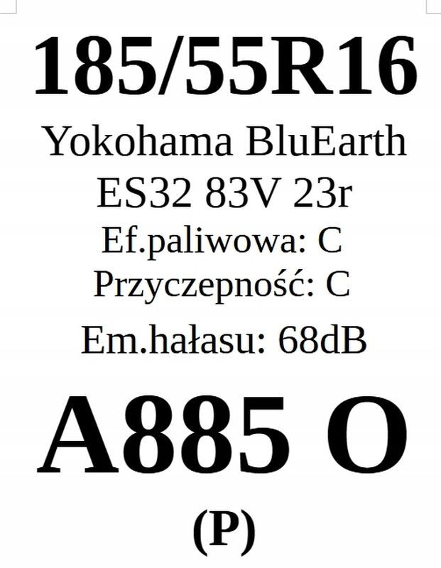 2x 185/55r16 Yokohama BluEarth-ES Es32/83v 2023r
