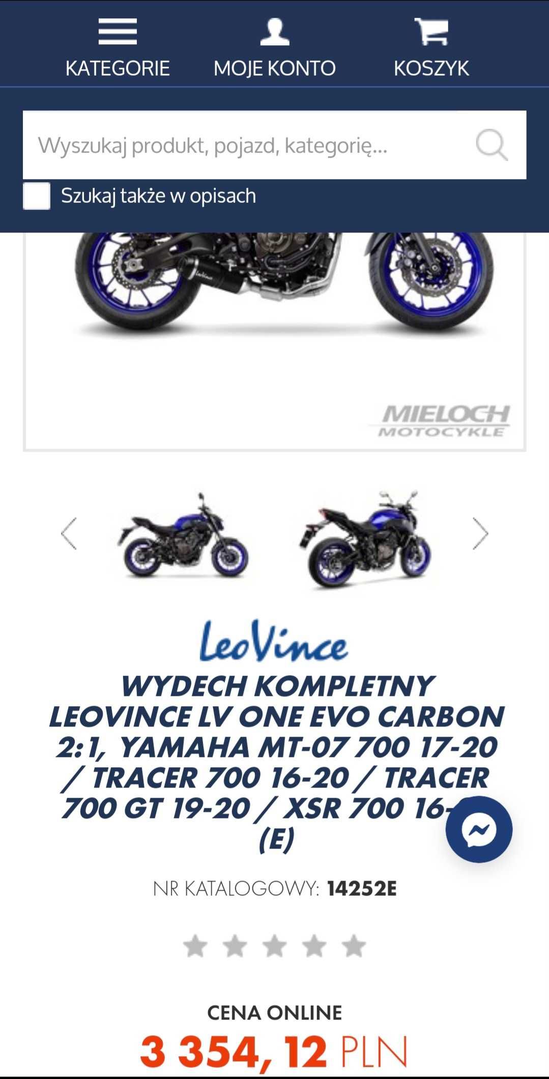 Wydech LeoVince ONE EVO CARBON Yamaha MT07/Tracer 700/XSR700