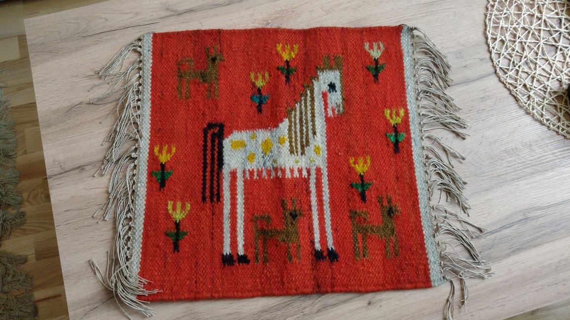 Kilim cepelia konik wełniany gobelin PRL, vintage