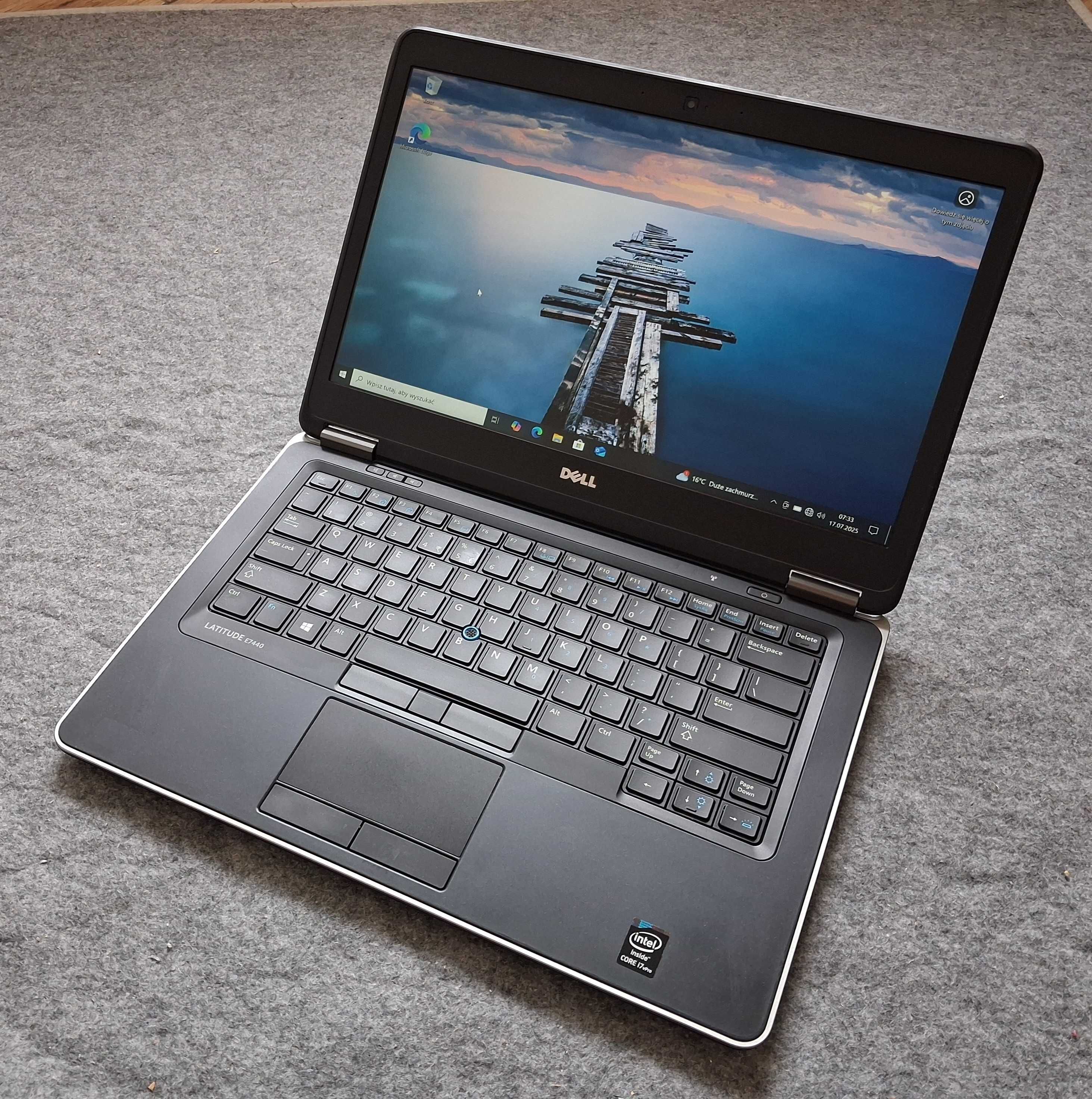 Laptop 14" Dell E7440 FHD 1920x1080 * I7 * 8GB * 240GB SSD W10 KLASA A