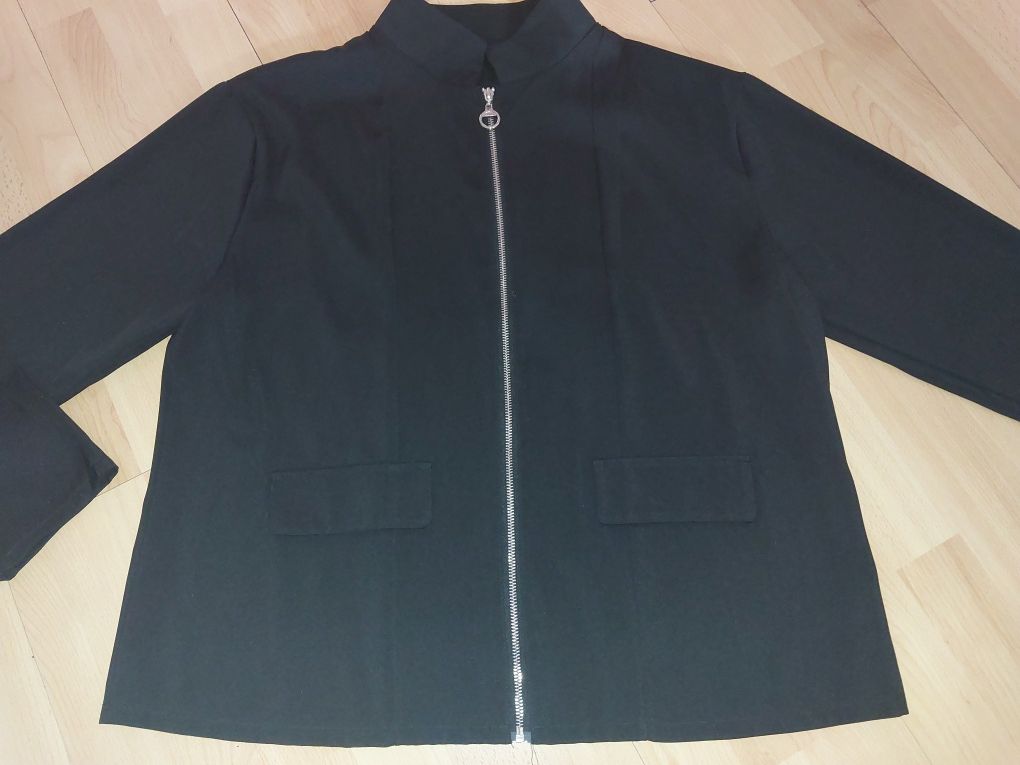 Czarna lekka kurtka ala zakiet piękny r 48 4xl plus size duży