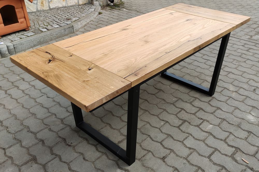 Stół drewniany dębowy loftowy nowoczesny rozkładany loft industrial