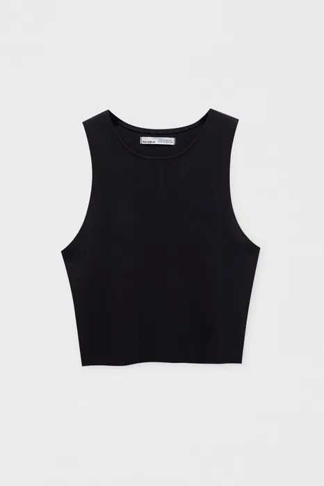 Чорний кроп топ майка pull&bear