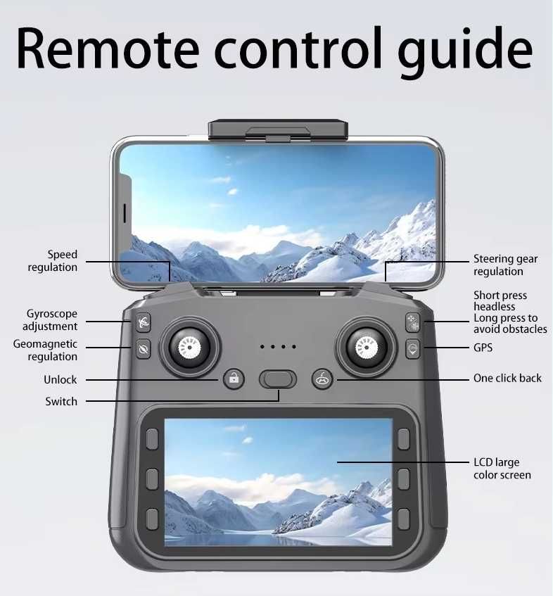 Profesjonalny Dron L600-1 PRO GPS WiFi ekran LCD w pilocie.