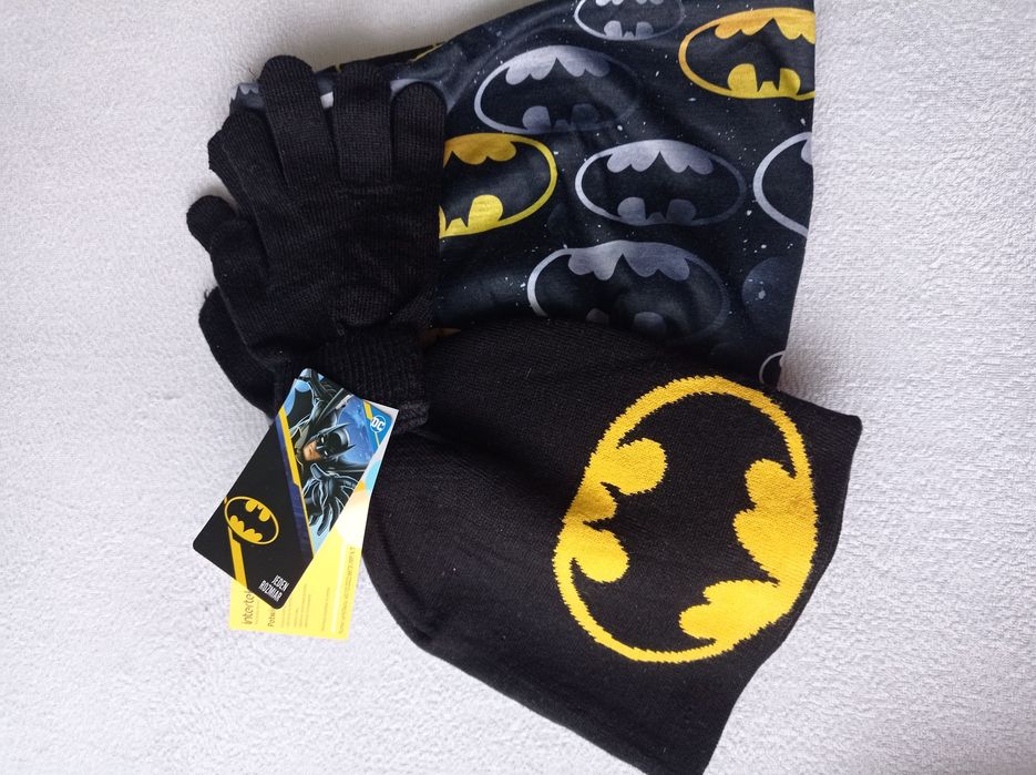 Zestaw zimowy Batman czapka komin i rękawiczki