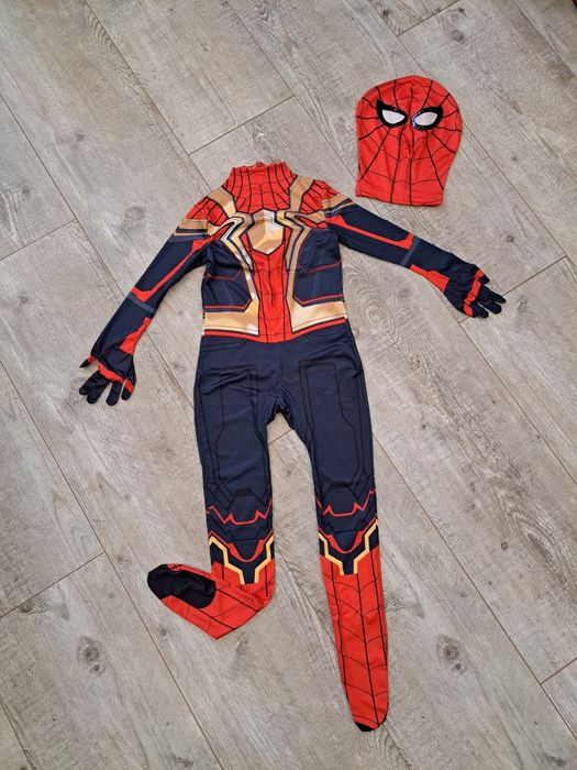 Kostium Spider-Man - czerwony/ granat/ złoty - rozm 122/128 (130)