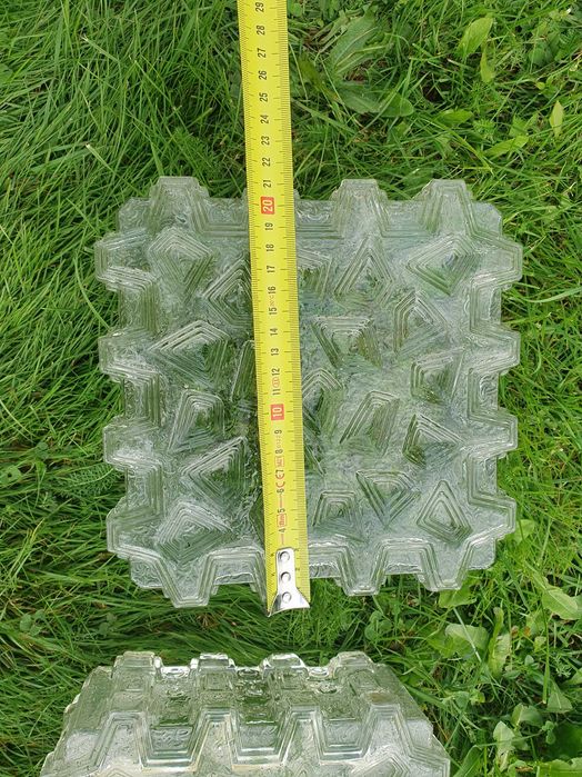 Lampa Extraordinary Cubistic Clear Glass Flush Mount Germany 1970s