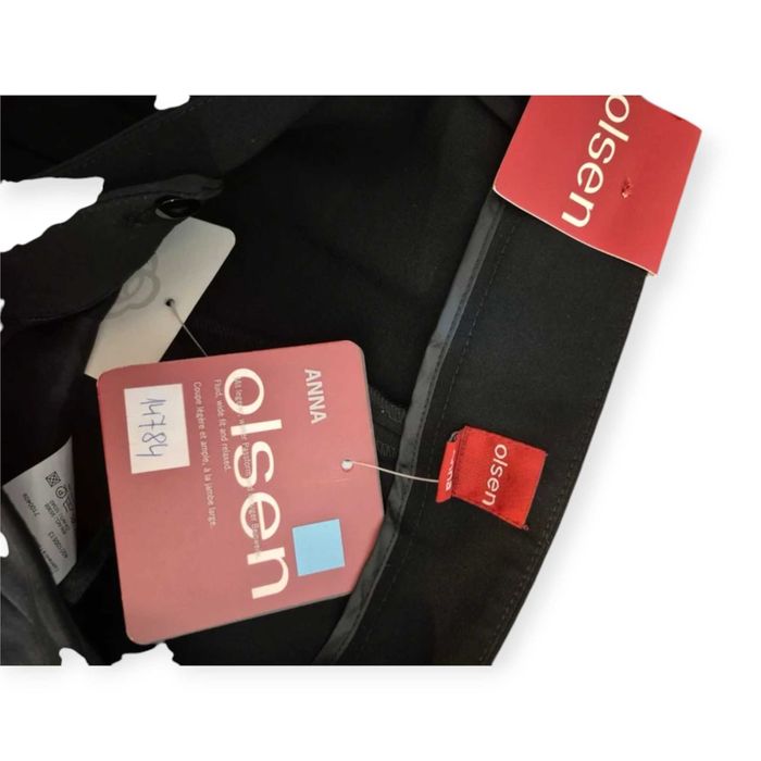 Czarne eleganckie spodnie Olsen 36 S szerokie nogawki nowe