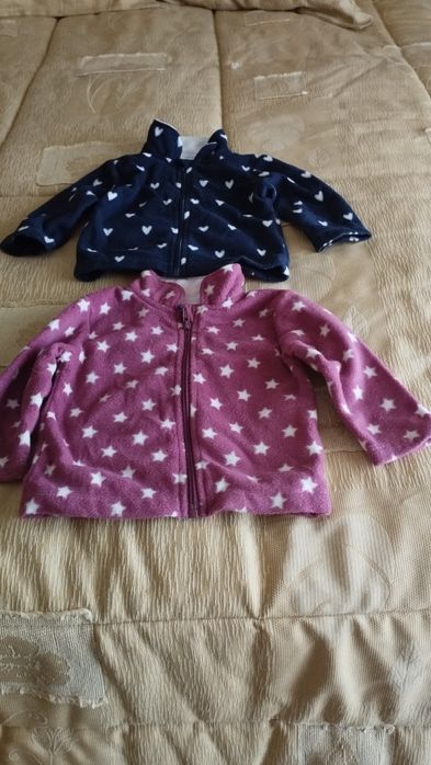 Camisolas  polares, azul e rosa escuro tam. 12 meses