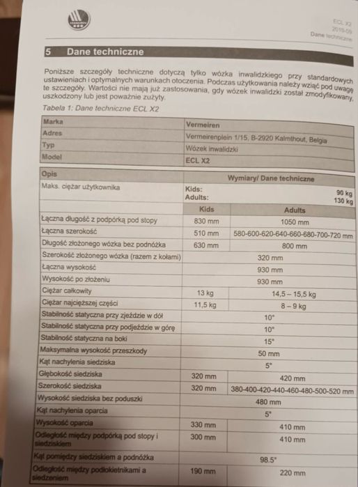 Wozek inwalidzki ECL X2